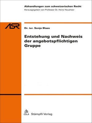 cover image of Entstehung und Nachweis der angebotspflichtigen Gruppe